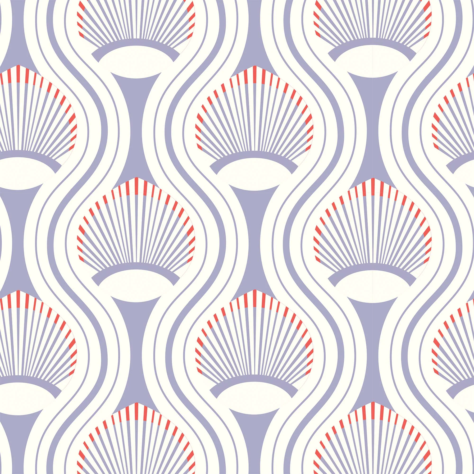 African Art Deco Shell Wallpaper - Purple