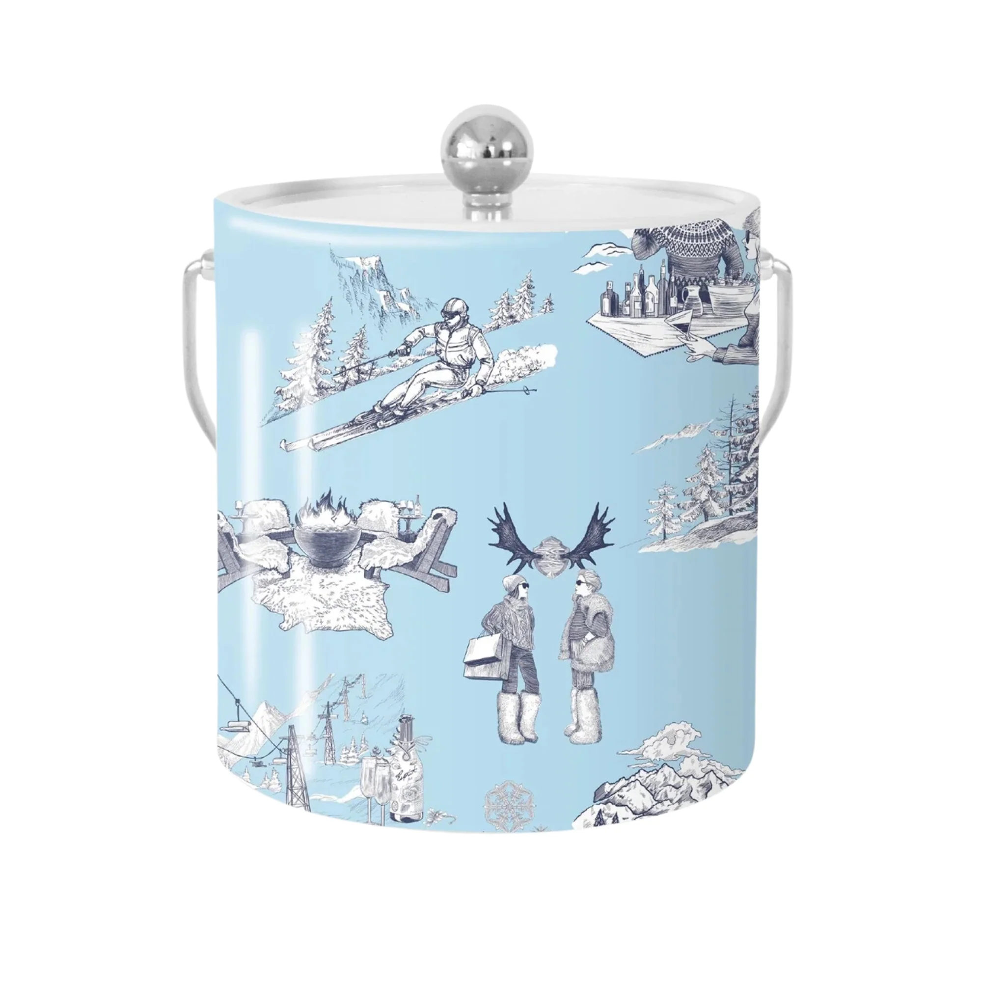 Après Ski Toile Ice Bucket Light Blue Navy / Silver