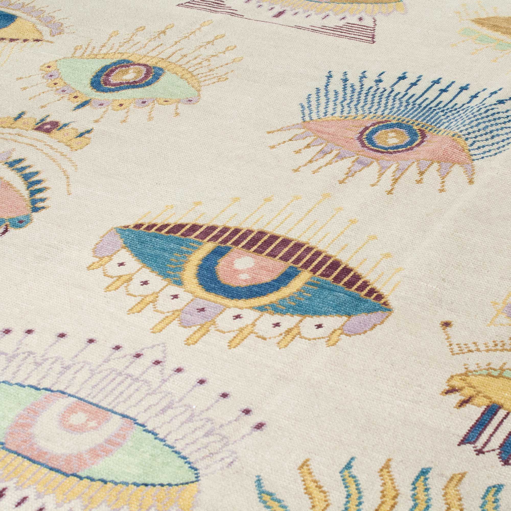 Bright Eye Multicolor Turkish Knot Rug - Image 3