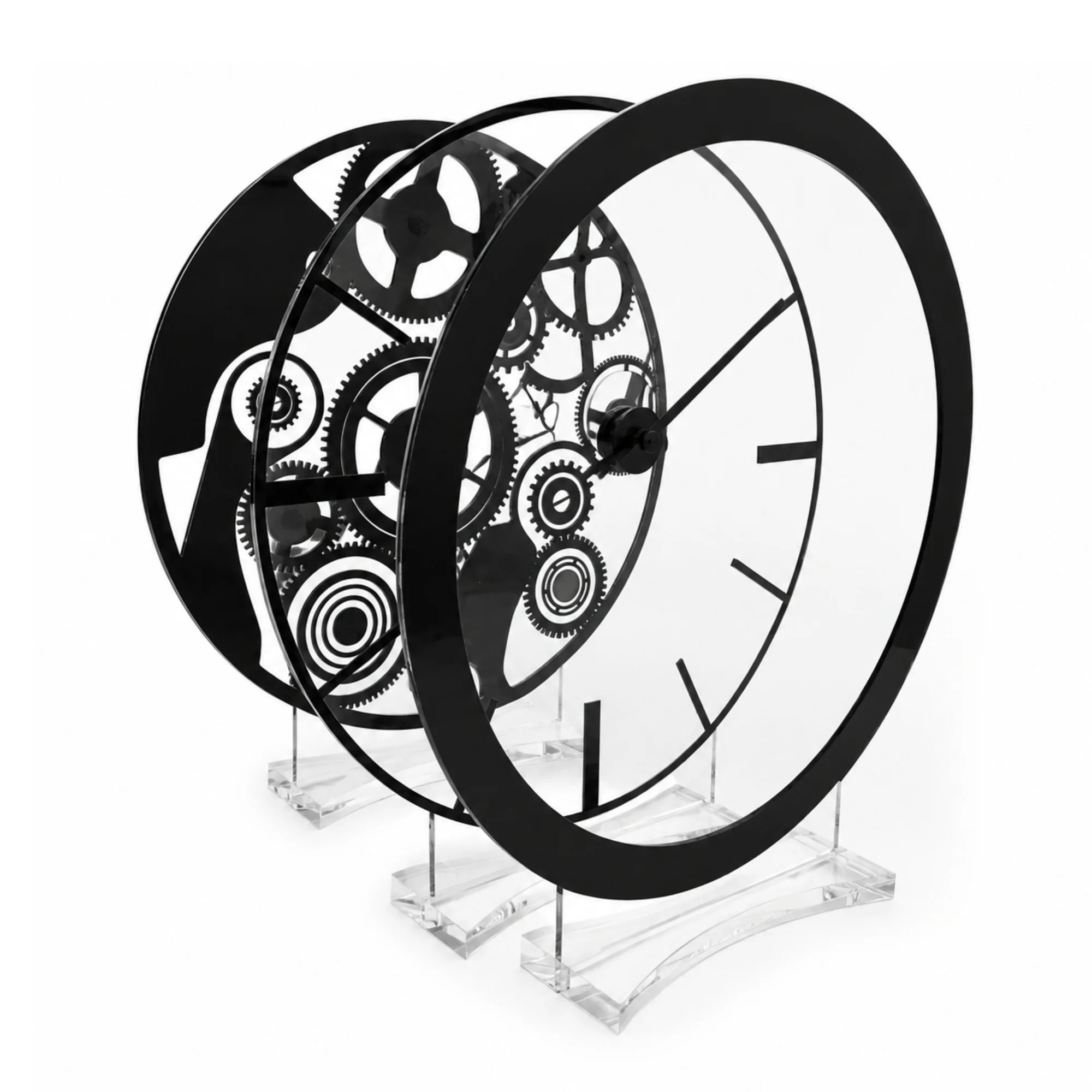 Vintage 3 Layer Clock Sculpture on Acrylic
