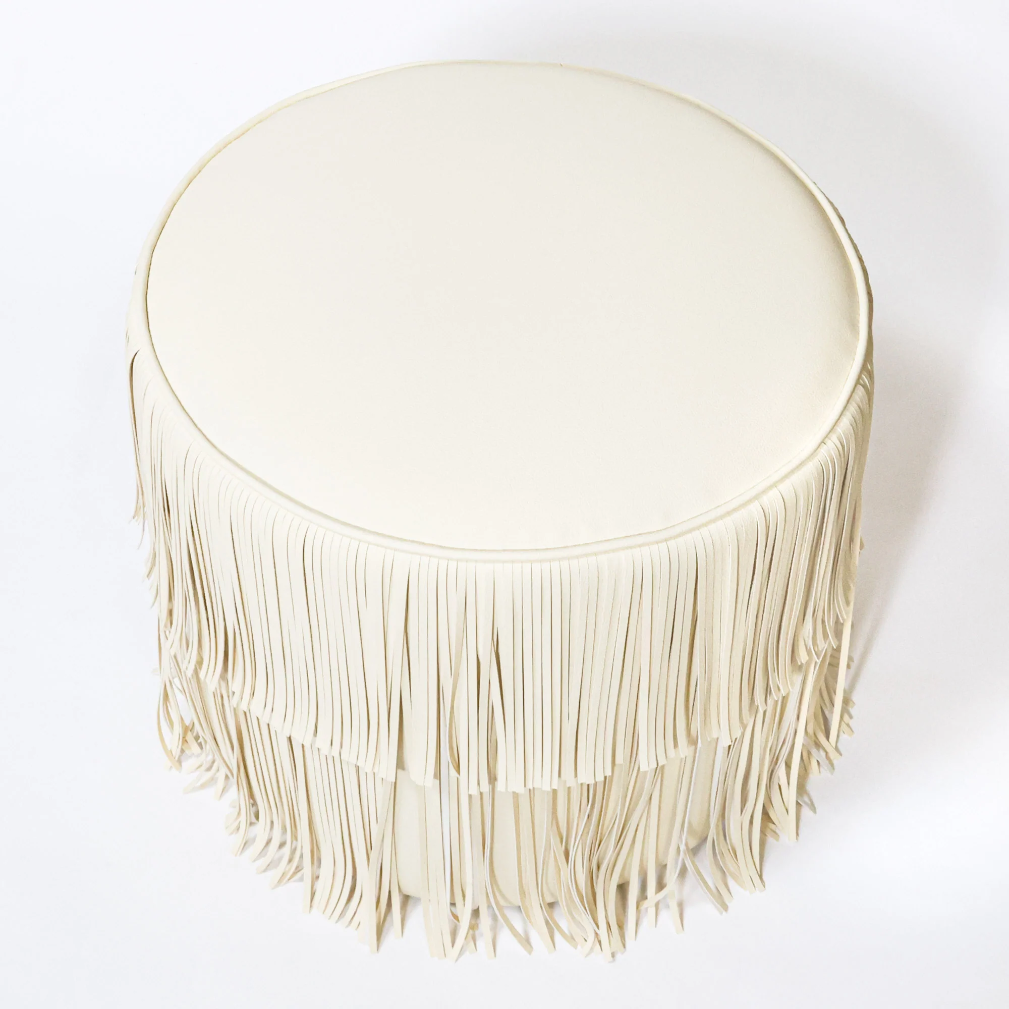 Chaser Ottoman in Ivory Leather - Image 5
