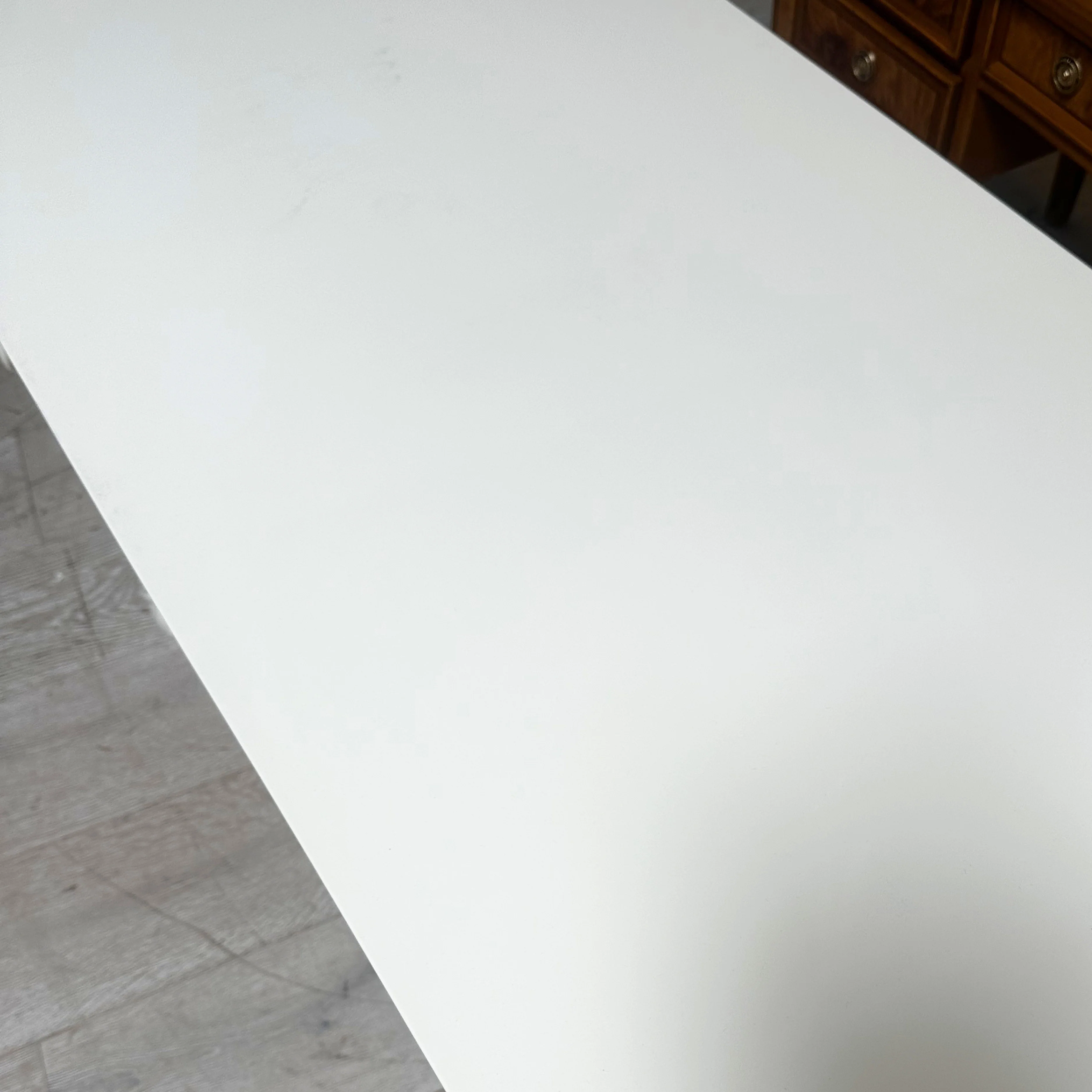 Traditional Wood Carved Desk Refinished in White Lacquer - Image 4