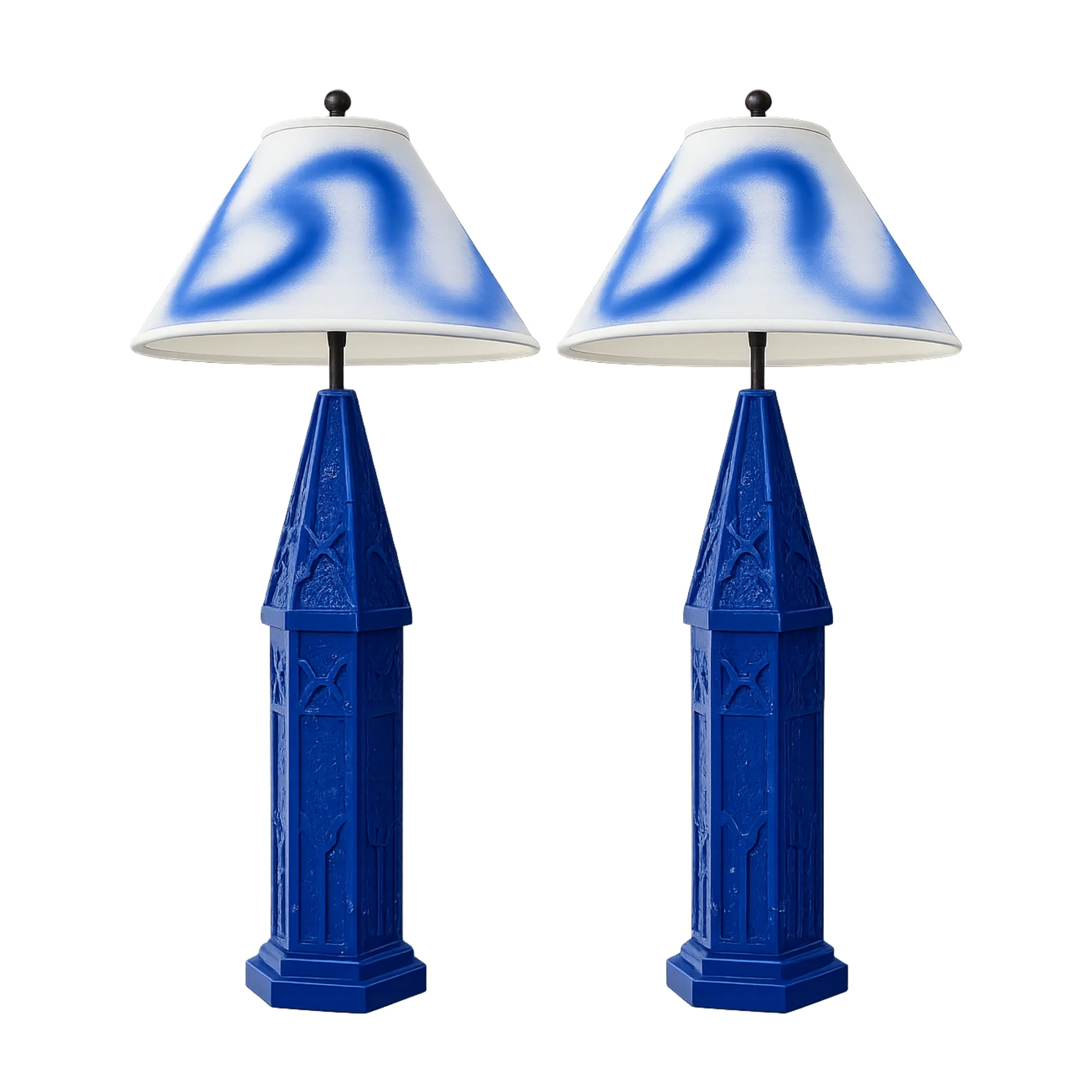 Pair of Cobalt Gothic Lamps