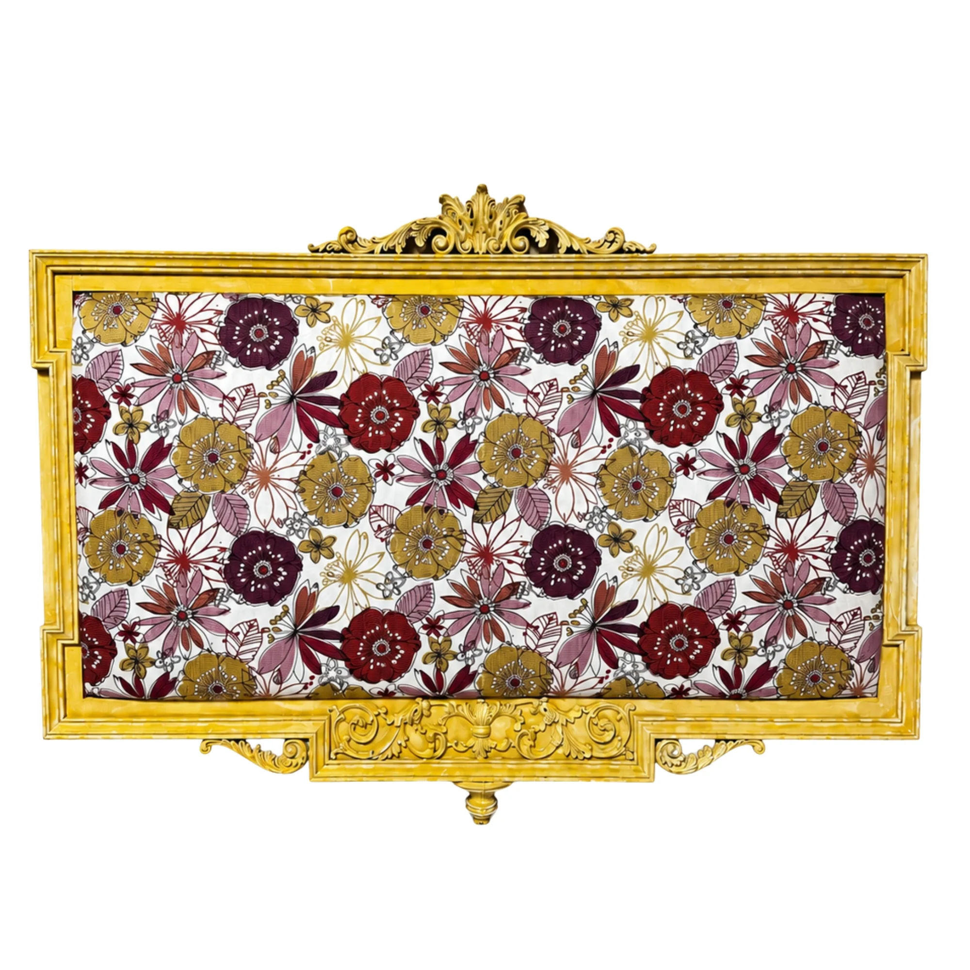 Yellow Antique Frame with Floral Upholstery