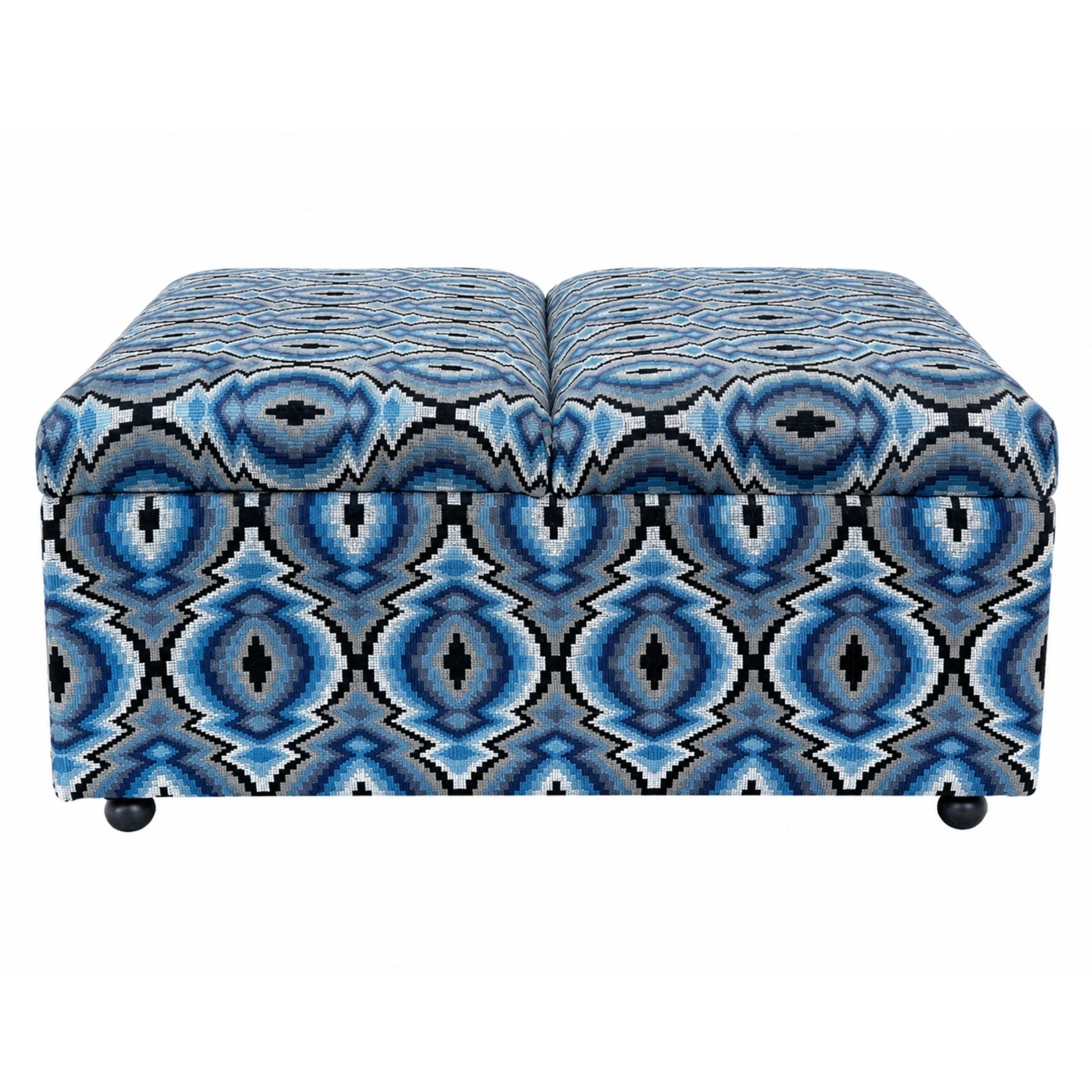 Double Storage Ottoman With Jacquard Fabric