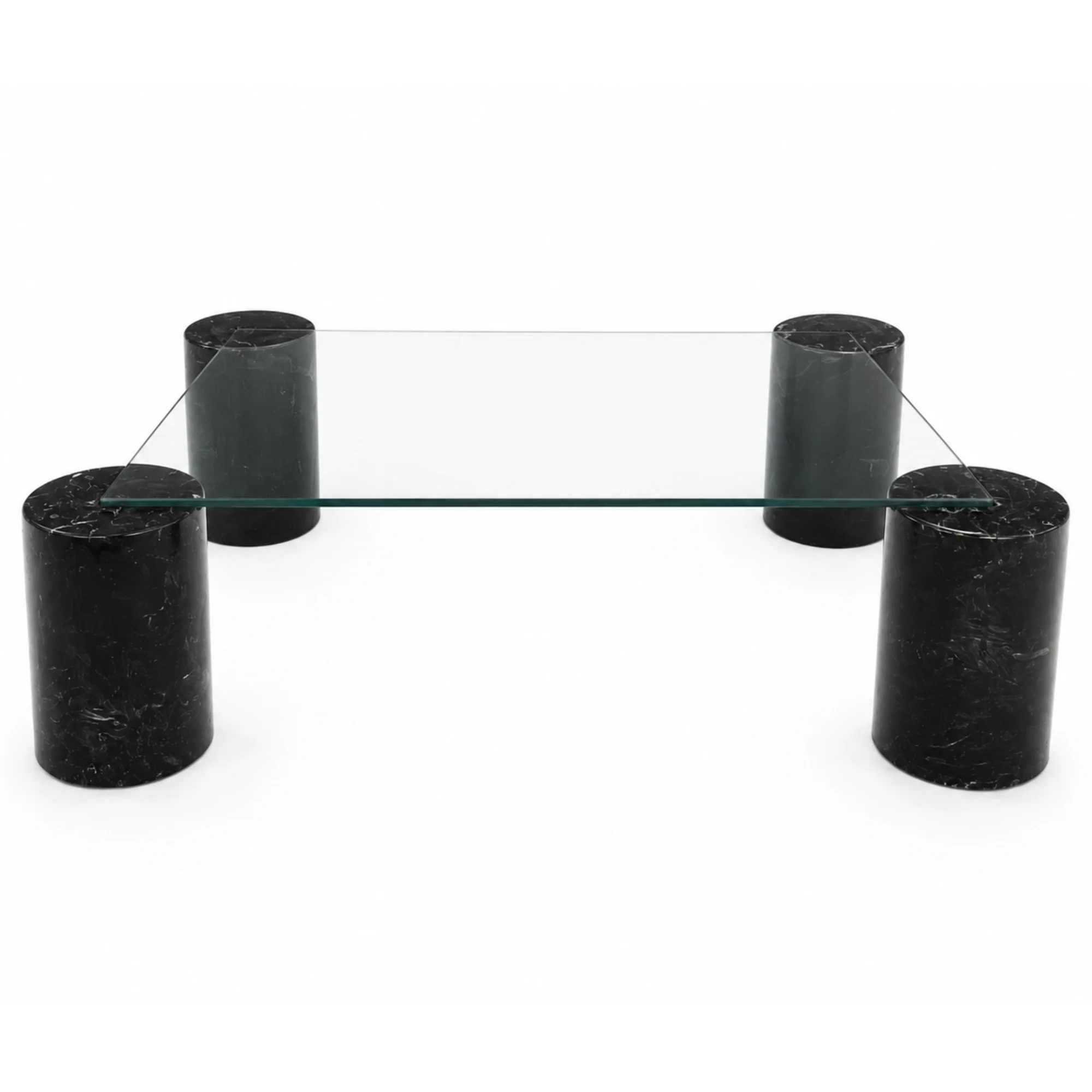 Black Marble Column Coffee Table