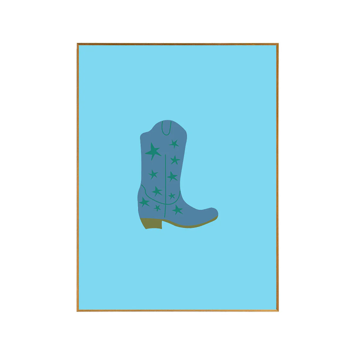 Framed Cowboy Boot Print - Denim
