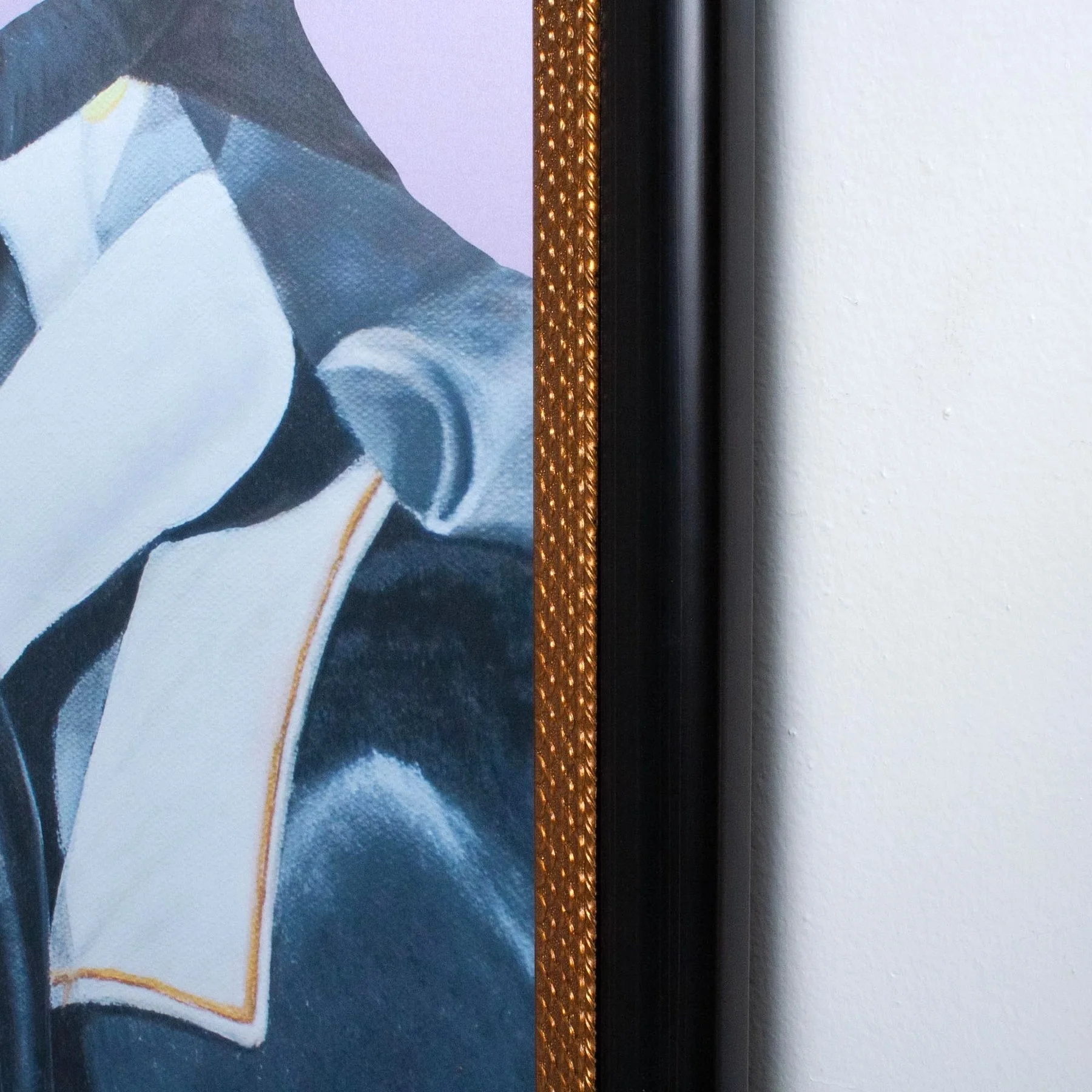 Framed Equestrian Artwork on Silk Cloth - Lavender - Image 4