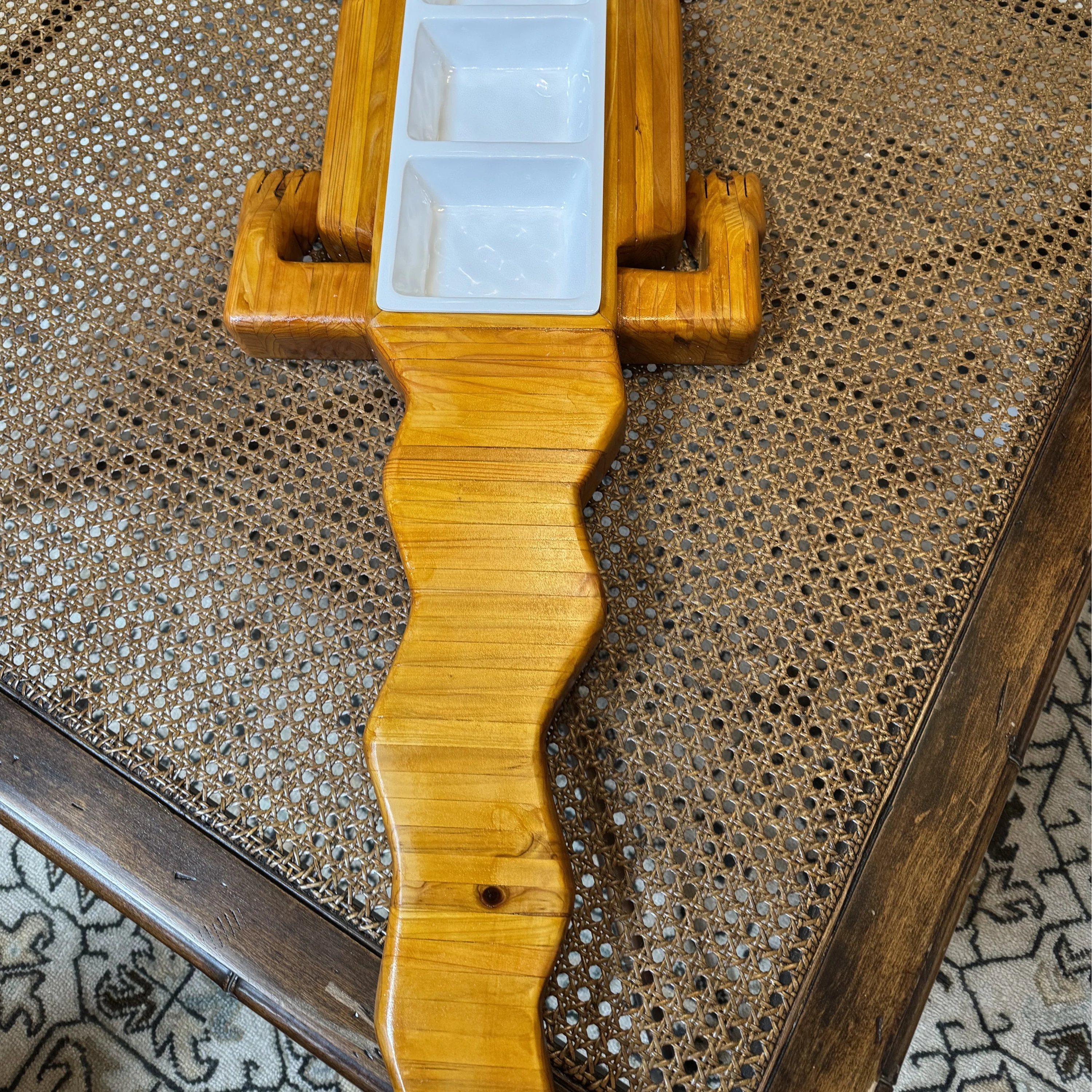 Hand Carved Cedar Alligator Centerpiece Server - Image 5