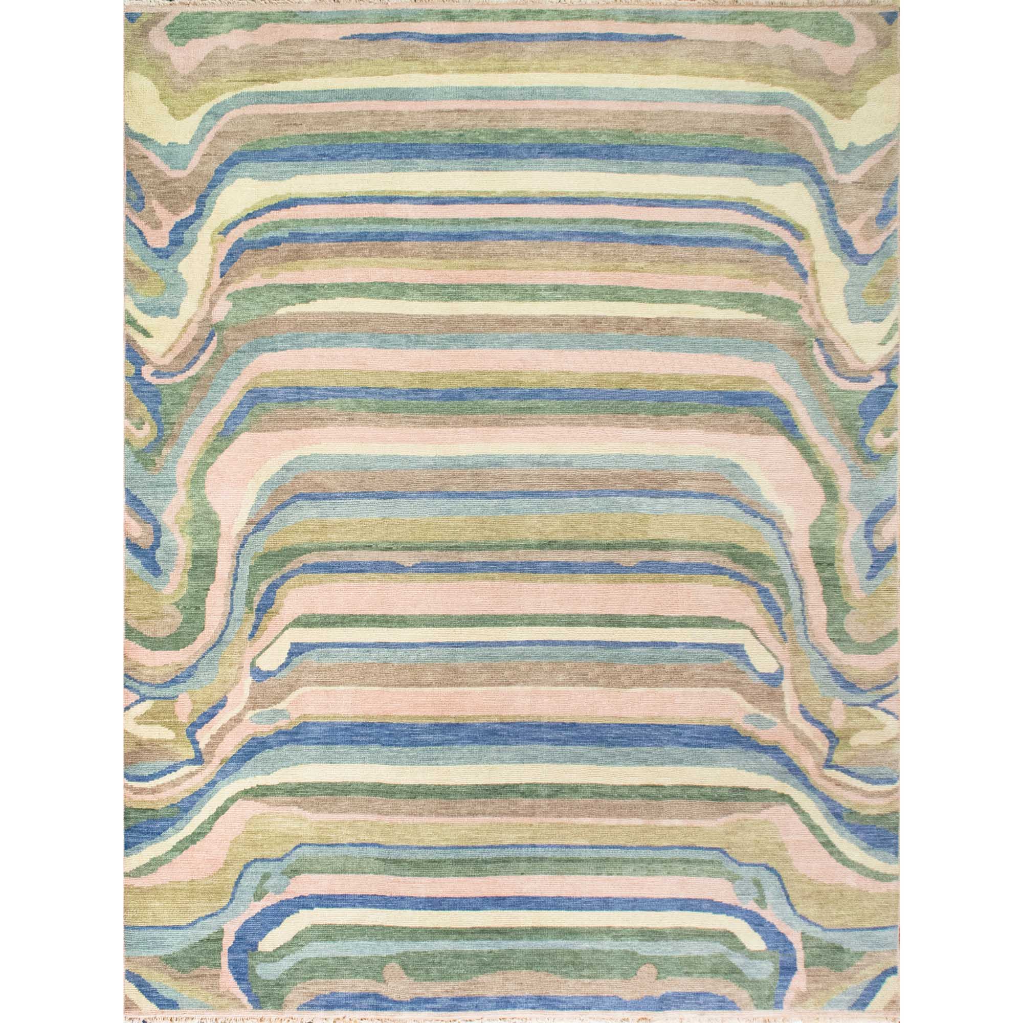 In Stock 3x5 Cornflower Paint Mix Turkish Knot Rug