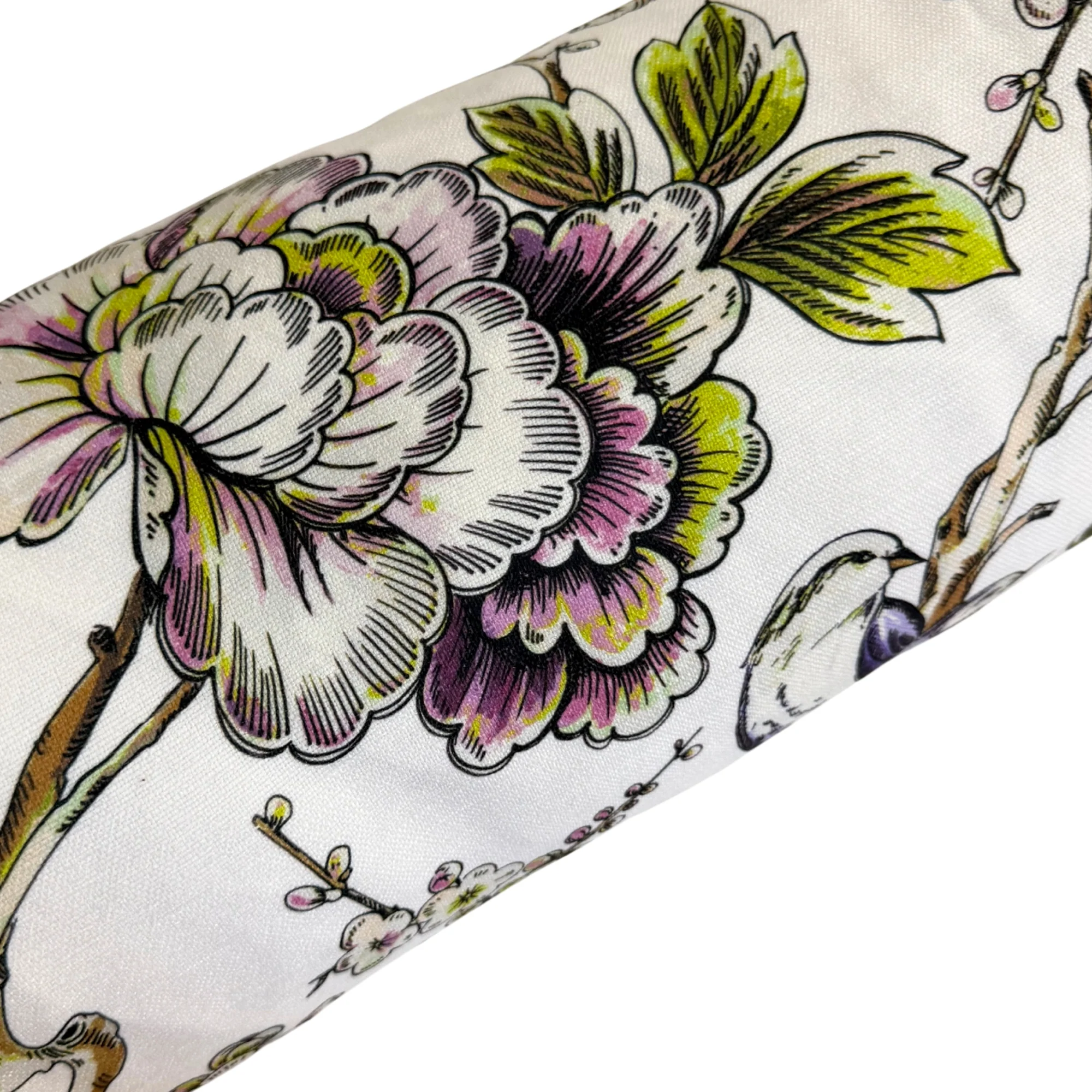 In Stock 46" Bolster Pillow in Lavender Branch Fabric - Image 3