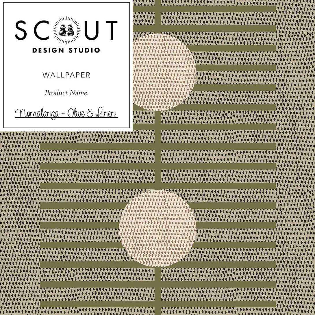Nomalanga Wallpaper in Olive & Linen Sample
