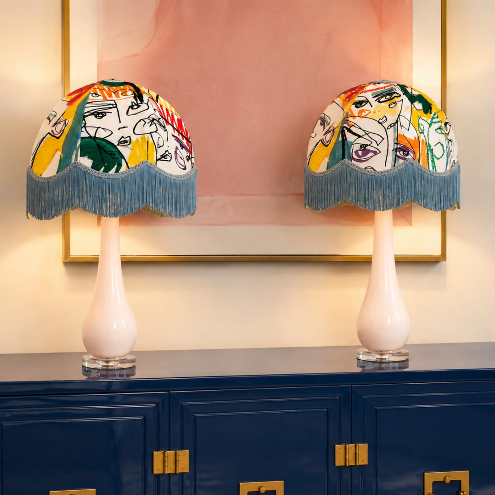 Pair of Hampton Lamps with Kings & Kings Lamp Shades - Image 2