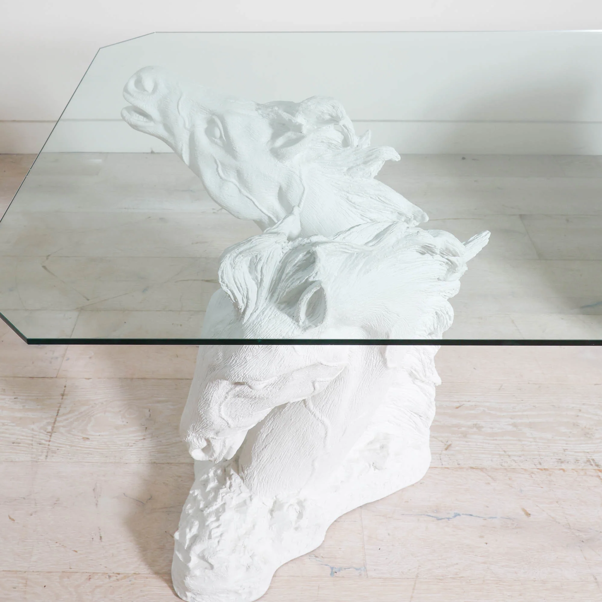 Plaster Horse Dining Table with Glass Top - Image 7