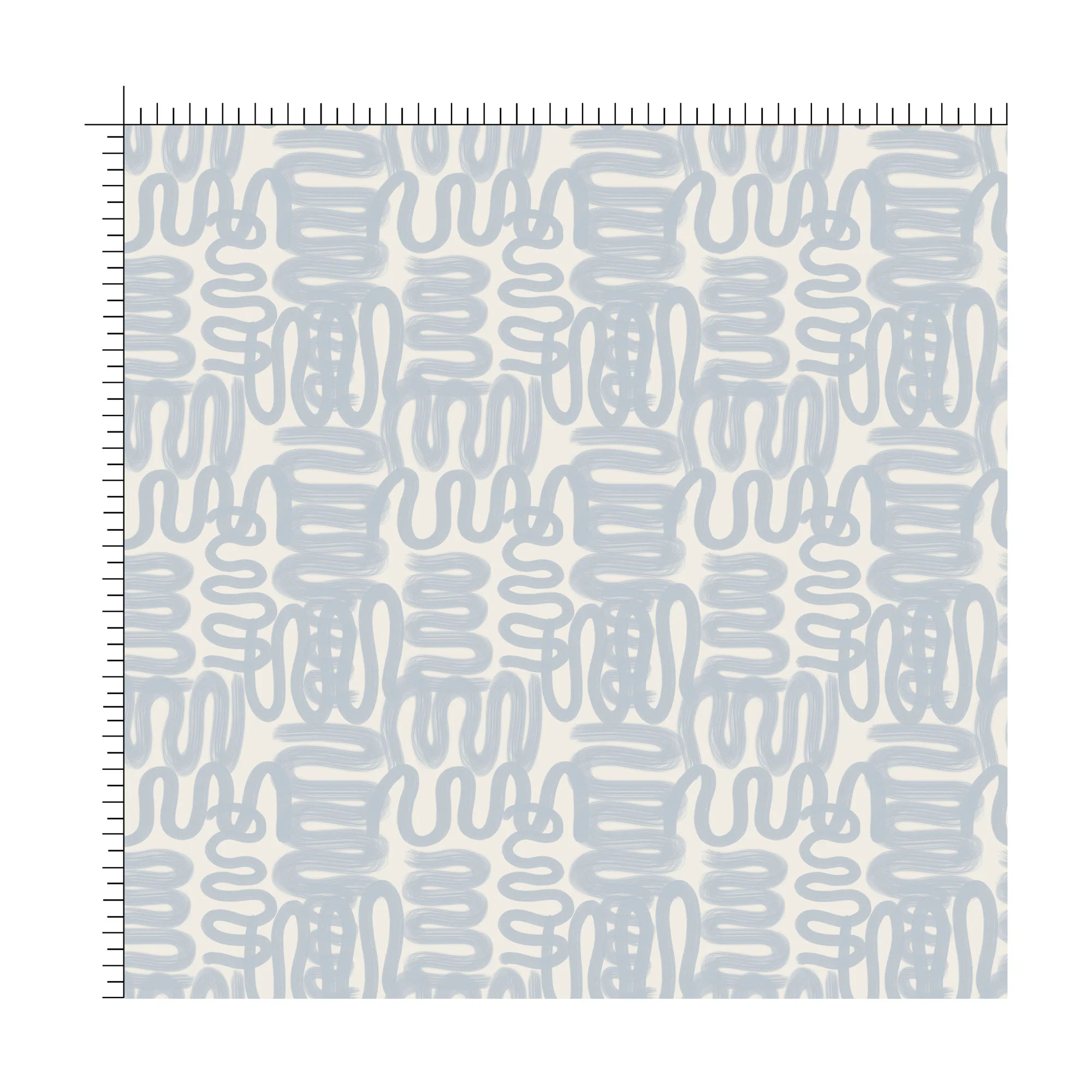 Squiggle Soft Blue on Cream Fabric - Image 2