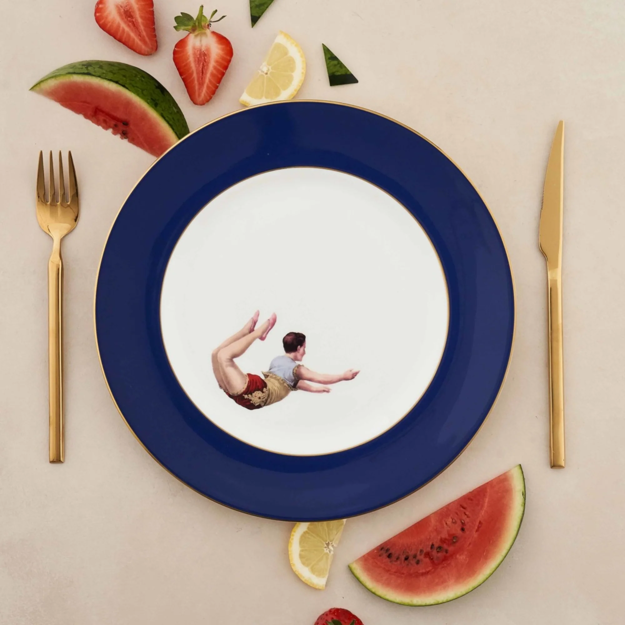 Trapeze Boy Dinner Plate Cobalt Blue - Image 2