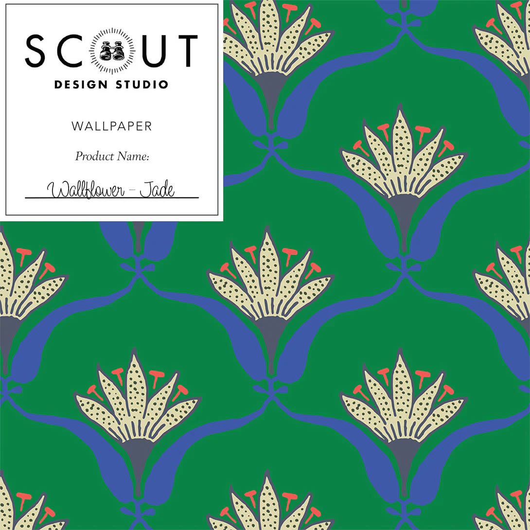 Wallflower Wallpaper in Jade Sample